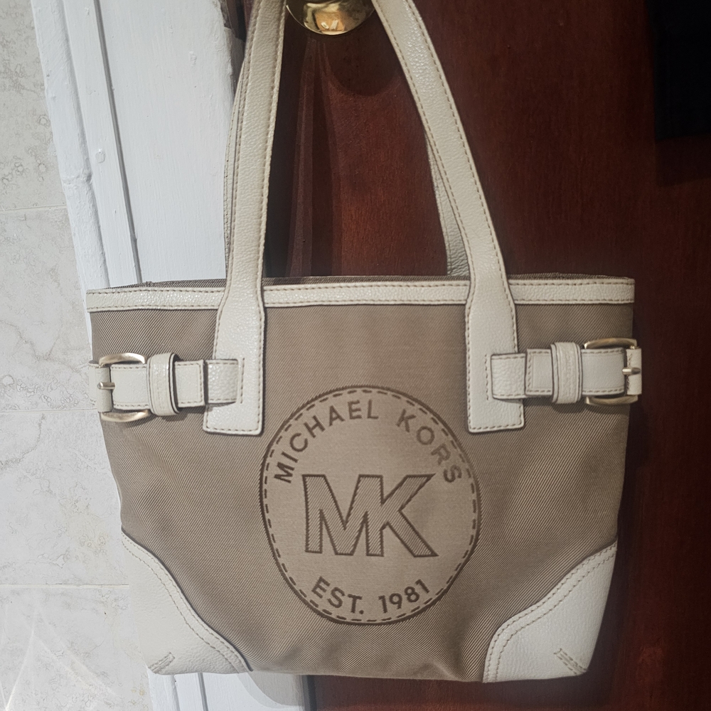 Michael Kors Tan and Cream Tote Bag